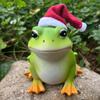 Christmas Santa Hat Frog Statue Indoor Outdoor Garden Frog Resin