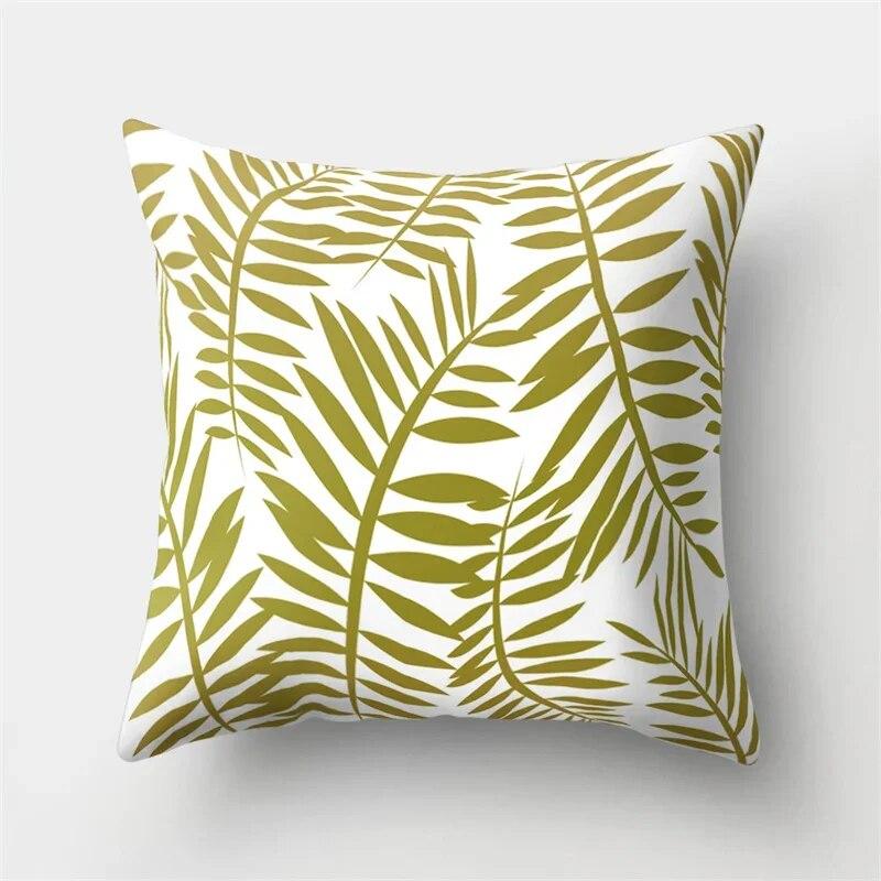 Наволочка с золотыми тропическими листьями и растениями, наволочка для гостиной, дивана, офиса, автомобильная подушка для поясницы, украшение дома