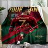 Custom Name Soccer Flannel Fleece Blanket Cozy Warm Throw Blanket For Couch Bed Travel All Season Use