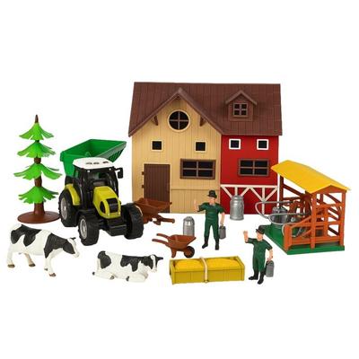 Игрушка - SHOP-STORY - Мой набор фермы - 12 штук - Звуковой и световой трактор - От 3 лет