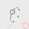 Creative Love Shape S925 Silver Ring for Women's Simple Colorful Zircon Ring Jewelry Anniversary Gift Sterling Silver Jewelry
