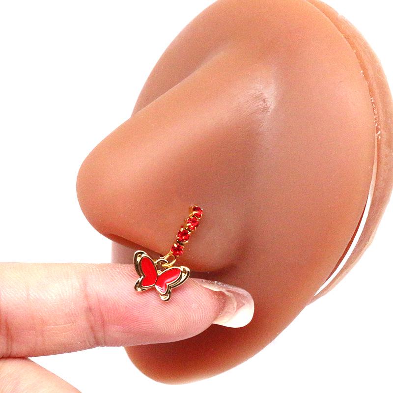 Gaby Cat Head Nose Stud with Butterfly, Five-Star, and Crown Designs - Piercing Jewelry