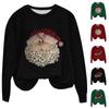 Women's Fashion Casual Long Sleeve Christmas Printed Round Neck Pullover Top