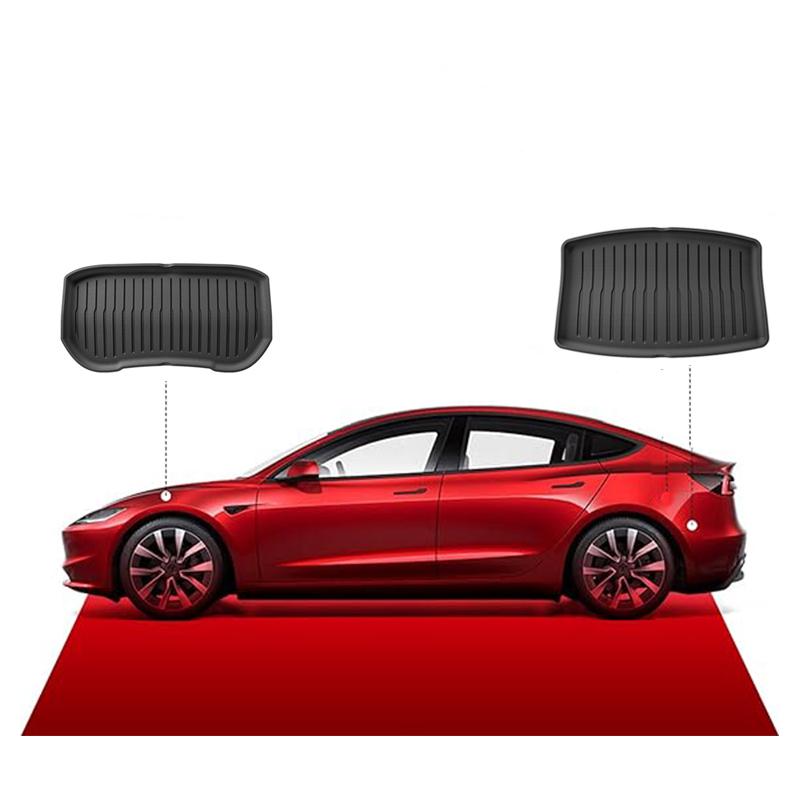Для Tesla Model 3 / Y Передние Задние Коврики в Багажник Улучшенные TPE Коврики в Нижний Отсек для Хранения Защитный Чехол Коврик в Багажник Поддон Багажника Коврик на Пол