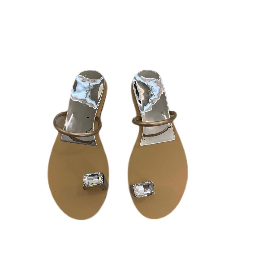 Плоские тапочки со стразами, закрывающие носок, женские туфли, новинка 2025 года, летние французские нишевые сандалии Fairy Wind