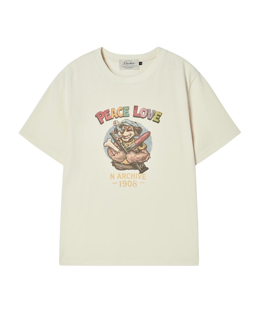 BEYOND CLOSET [Collection Line] Utility Vintage Washed Short Sleeve T-Shirt Ivory