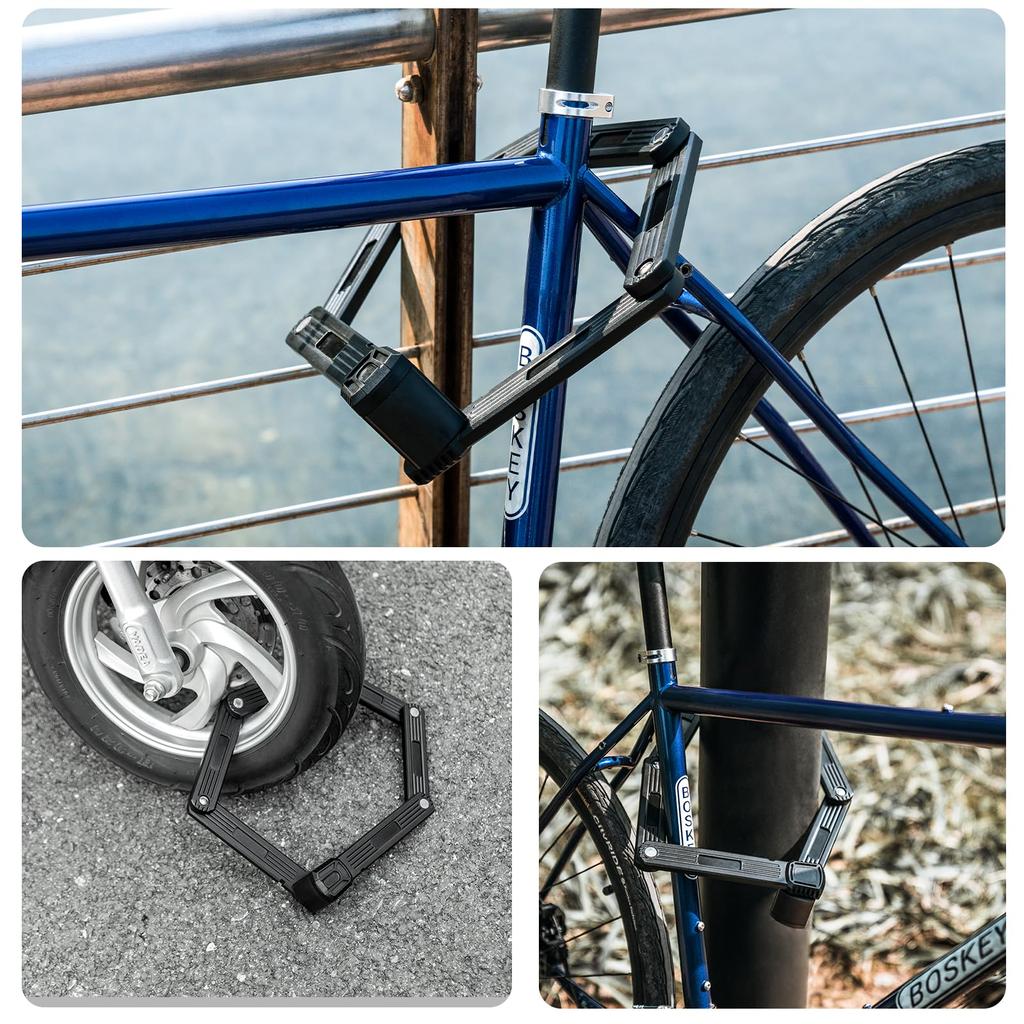Rockbros Blade Bicycle Key Bicycle Folding Chain Easy To 2 Mounting Bracket Bike Black Lock, Key, Type, Lock, Lock, Sturdy, 65cm, Anti-Theft, Compact,
