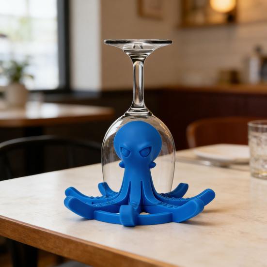 Octopus-Shaped Cup Drying Rack with 8-Arm Creative PLA Water Bottle Holder for Mugs Glasses Tumblers Space-Saving Countertop Organizer for