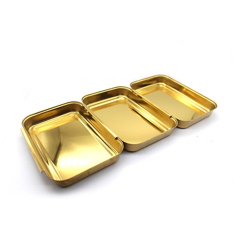 Прямоугольная тарелка из нержавеющей стали с отделениями для барбекю и соусов