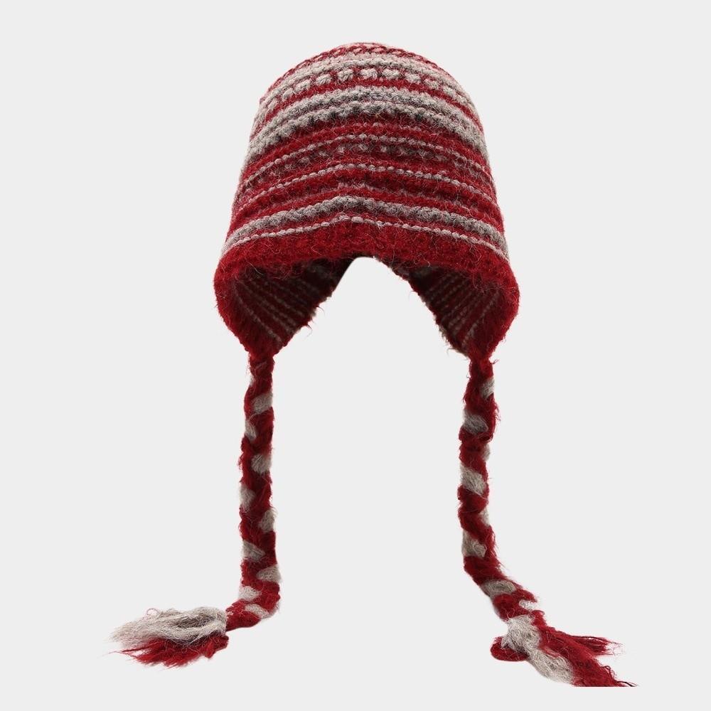 Thickened Pompom Beanie Cap Lined Braid Beanie Hat Fashion Knitted Winter Hat Winter