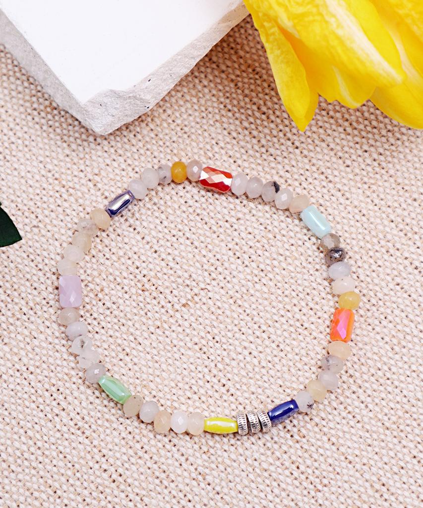 Браслет с бусинами из драгоценных камней Polalita Color Mix (Plt-Br-077_Yl)