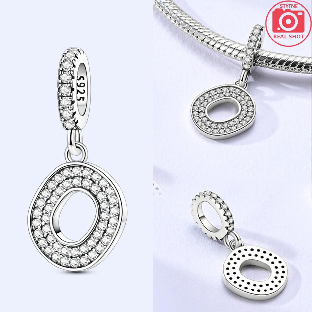 Classical 26 English Letters Original Charms White Zircon Beads Fit Copper Bracelet Accessories Women Diy Fine Gift Jewelry