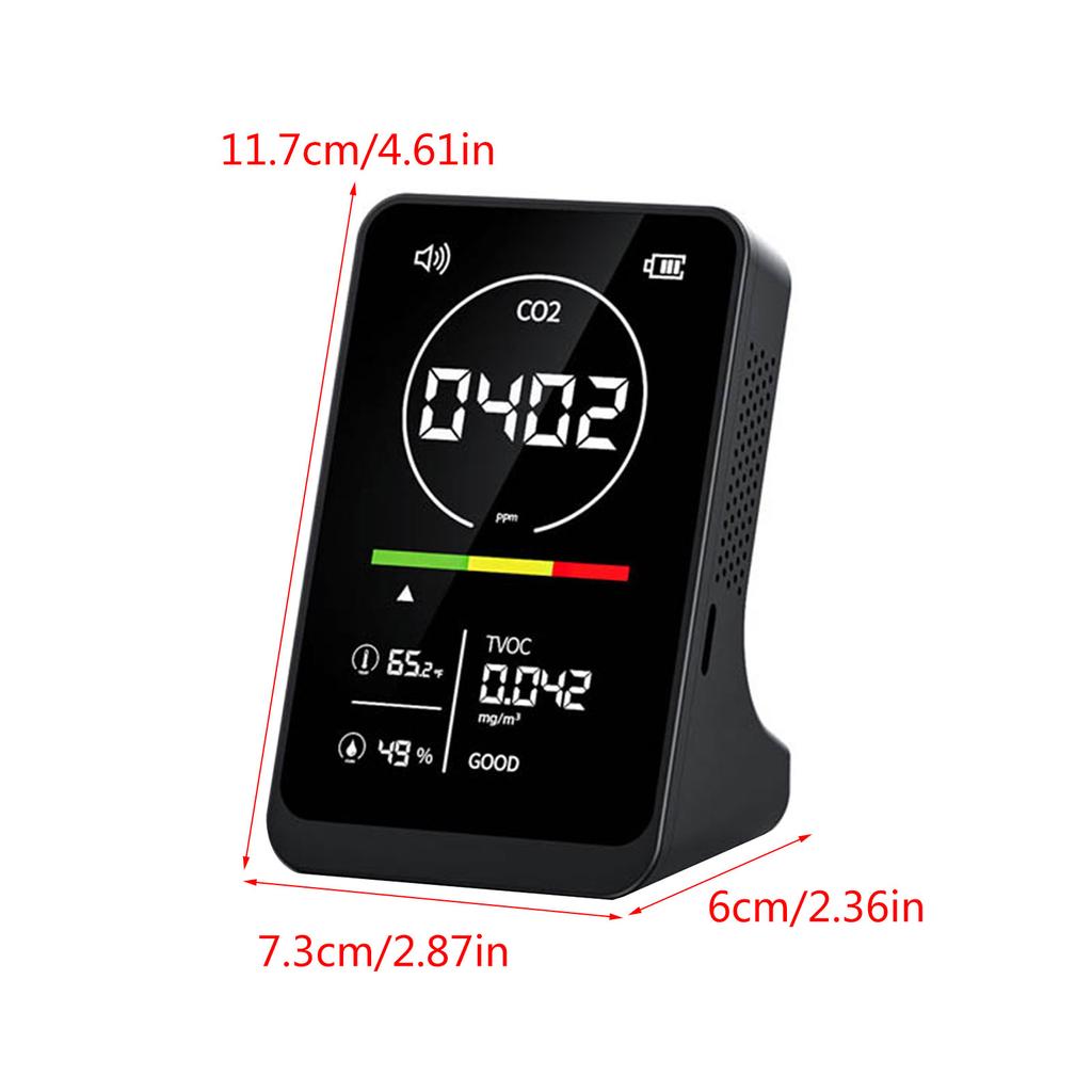 CO2 Tester Indoor Digital Air Quality Meter with Temperature Humidity TVOC Detection Carbon Dioxide Detector with Alarm