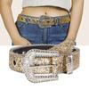 Adult Sequins Waist Belt for Dress Adjustable Pin Buckle Belt Rhinestone Buckle Thin Belt for Motorcycle Enthusiasts