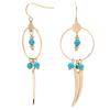 [Q5040] - Designer Steel Earrings 'Boho' Turquoise Gold - 55x20 Mm