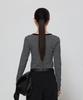 NOTIA Pointed U Neck Line T-Shirt - Black Stripe