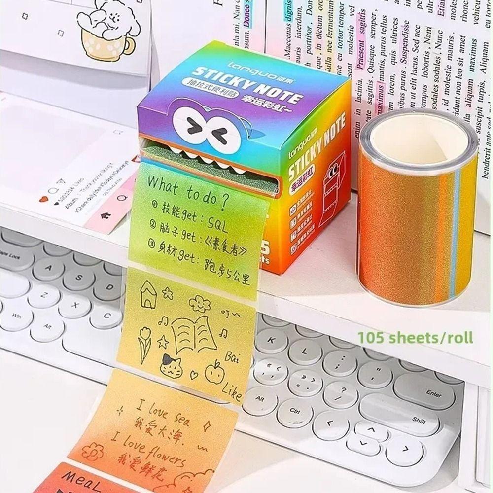 105 листов Kawaii Красочный блокнот для записей Креативный квадратный блокнот для записей Портативный выдвижной дневник с липкими записями