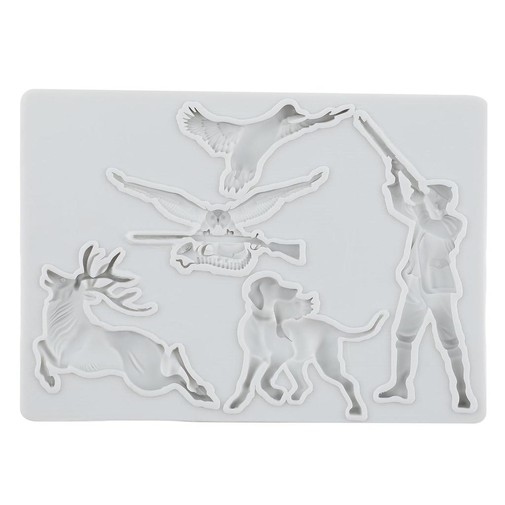 Формы из силикона Охотник Пистолет Олень Собака Сова Птица Часы Форма для мастики Инструменты для украшения торта Топпер для кексов Конфеты из шоколада Ремесло Жевательная паста Полимерная глина