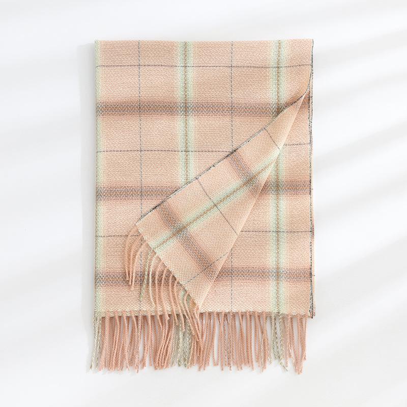 Корейская версия нового кашемирового двустороннего клетчатого шарфа, женский утолщенный и удлиненный теплый шарф-шаль двойного назначения