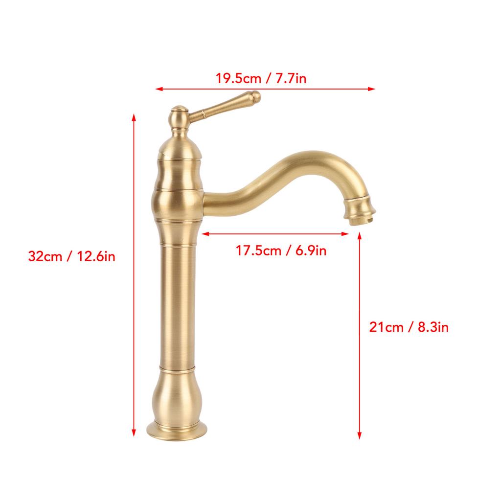Hot and Cold Water Faucet Bathroom Vessel Sink Faucet Elegant Easy To Clean Single Handle Leakproof Copper for Restroom