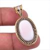 Natural Pink Opal Gemstone 925 Solid Sterling Silver Two Tone Pendant 1.50" M4k24