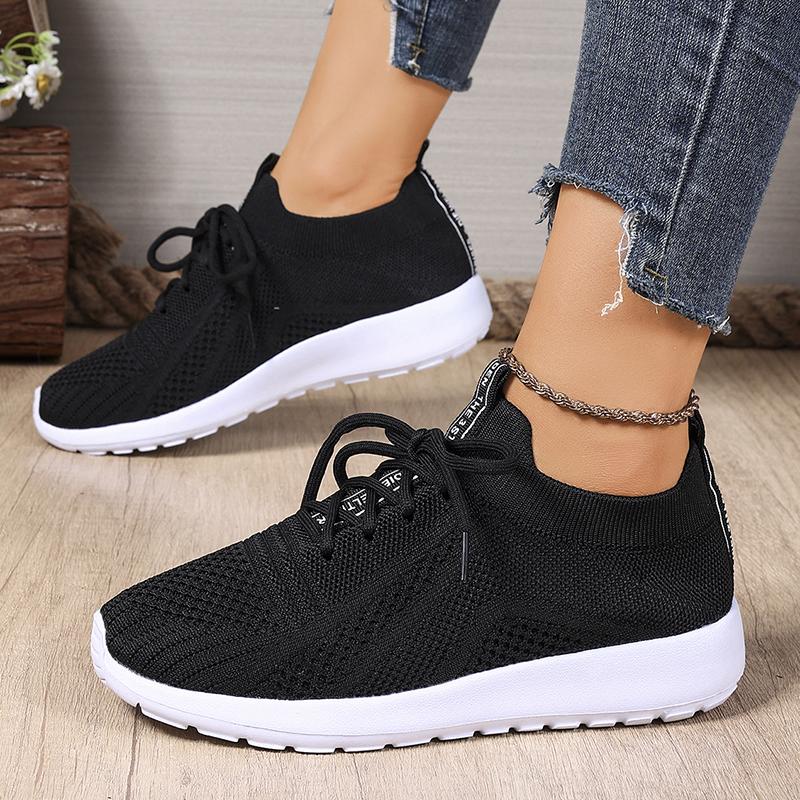 Fashion Breathable Mesh Casual Sneakers Women 2025 Comfortable Soft Sole Knitted Flats Woman Slip On Walking Running Shoes Size 36-43