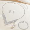 Zircon Necklace Earring Set Elegant Rhinestone Necklace Bridal Jewelry Set  Dress Accessories