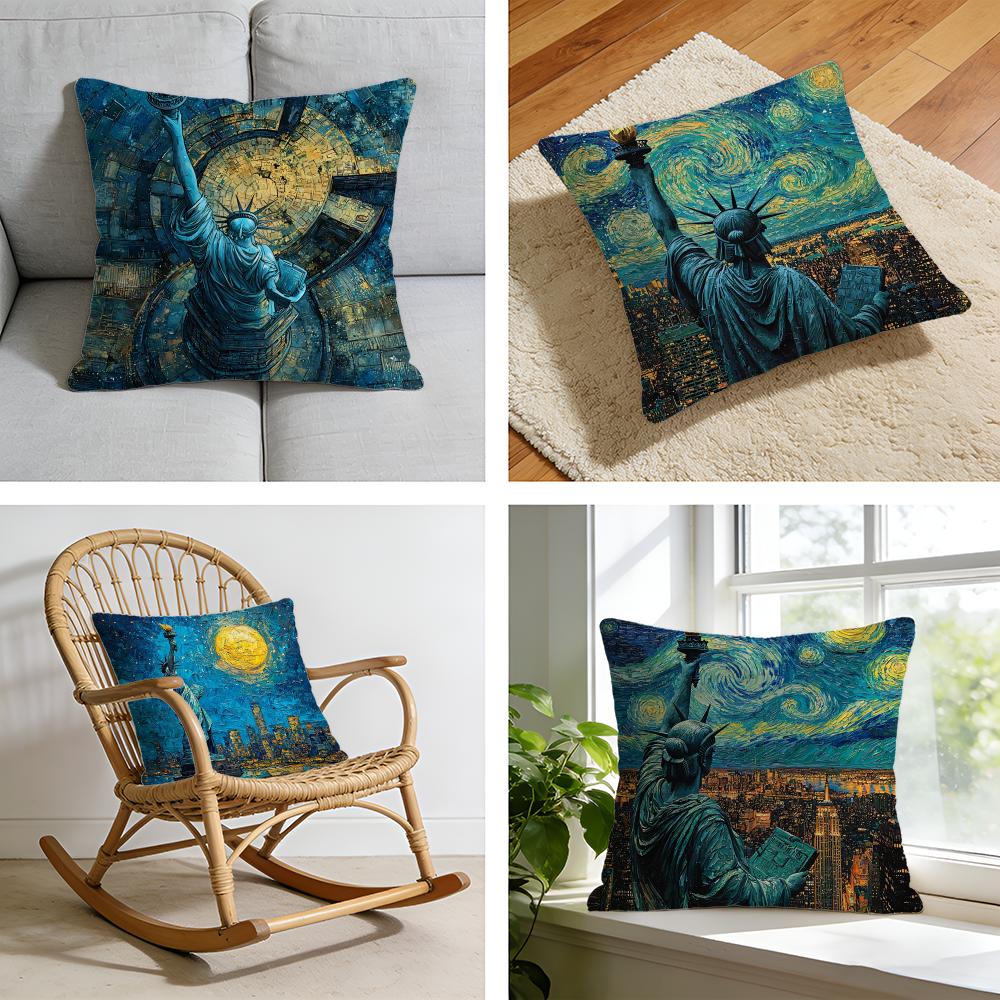 ART GGoddess of LLiberty Cushion Cover Short plush pillowcase for bed sofa carwashable