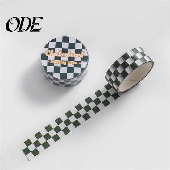 Masking Tape 1 Roll Washi Sticky Adhesive Clear Print Removable DIY Fade-resistant Scrapbooking Checkerboard Pattern Paper for Kids