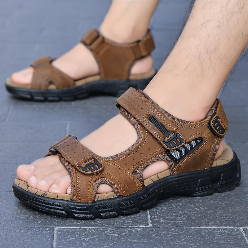 Fashion Non-slip Vacation Casual Sandals Men Fashion Summer New Style Leather Outdoor Leisure Sandals Beach Breathable Handmade Men Shoe