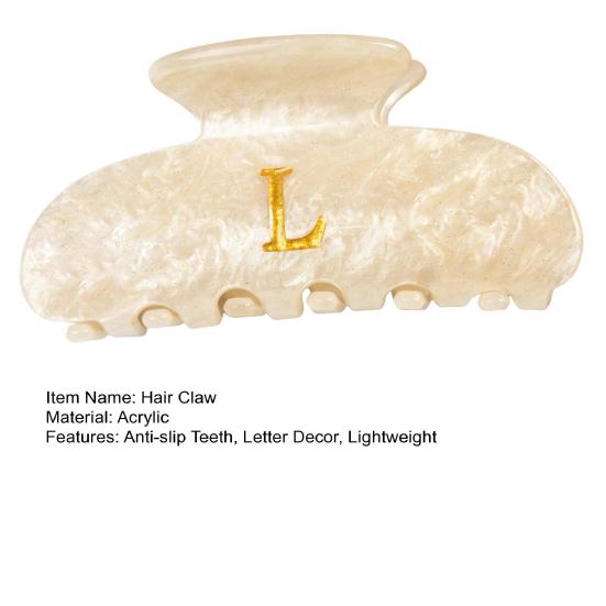 Женская заколка для волос с принтом букв, противоскользящими зубцами, зажим для волос на затылок, большой размер, зажим для волос для душа, аксессуар для волос