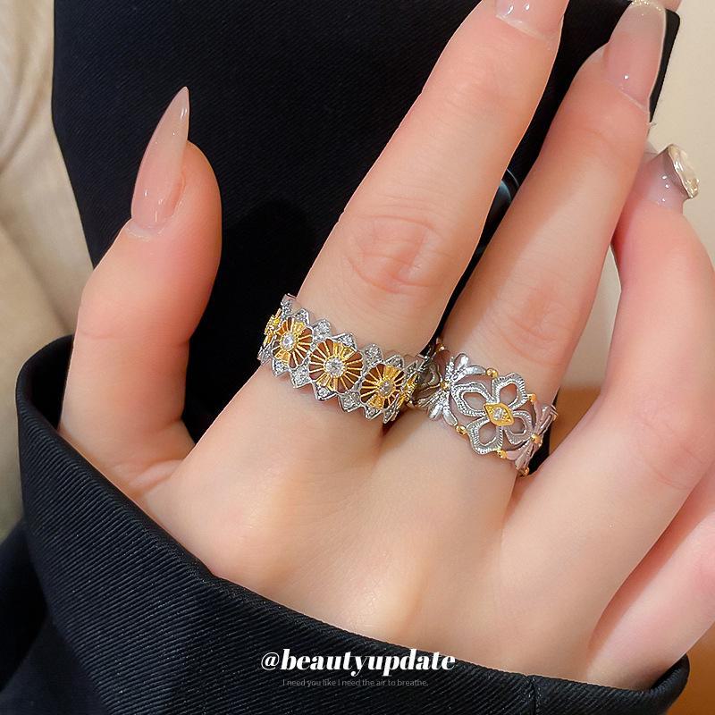 Настоящее золотое гальваническое полосатое контрастное открытое кольцо - модные роскошные украшения для женщин