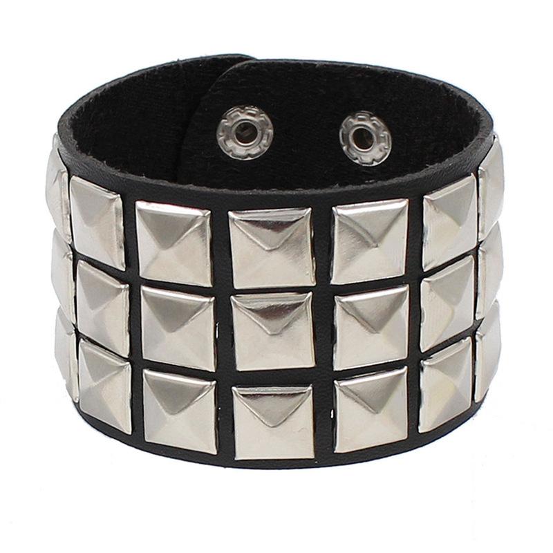 New Black Punk Spike Rivets Bracelets For Women Stud Bracelet PU Leather Charm Cuff Bracelets Cuff Bangles Jewelry Party Gift