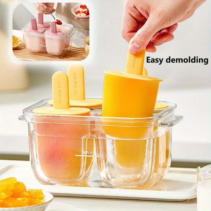 1PC Easy Release Popsicle Machine Leak-proof Cover Freeze Safe for Juice and Fruit Making 4 Homemade Popsicle Moulds