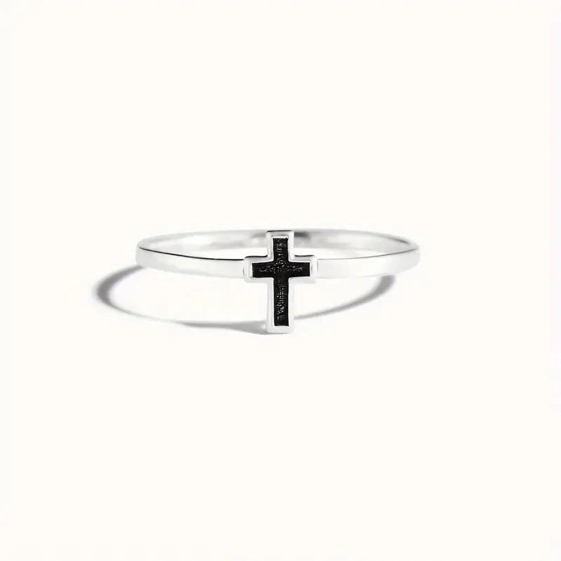 Xiaomi Huitan Black Cross Women Ring Silver Color Simple Style Party Daily Fashion Versatile Female Finger Accessories Fancy Jewelry