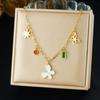 316L Stainless Steel Simple White Shell Inlay Butterfly Star Green Crystal Charm Necklace Women Trendy Chic Neck Chain