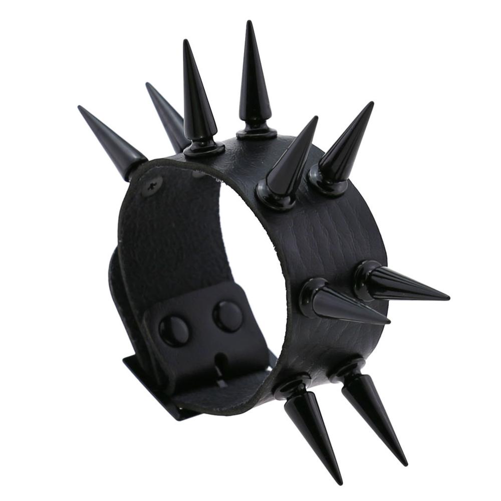 Emo Spike Bracelet Vegan Leather Punk Bracelets Goth Girl Boy Cuff Bangle Studded Halloween Wristband for Women Men Jewelry