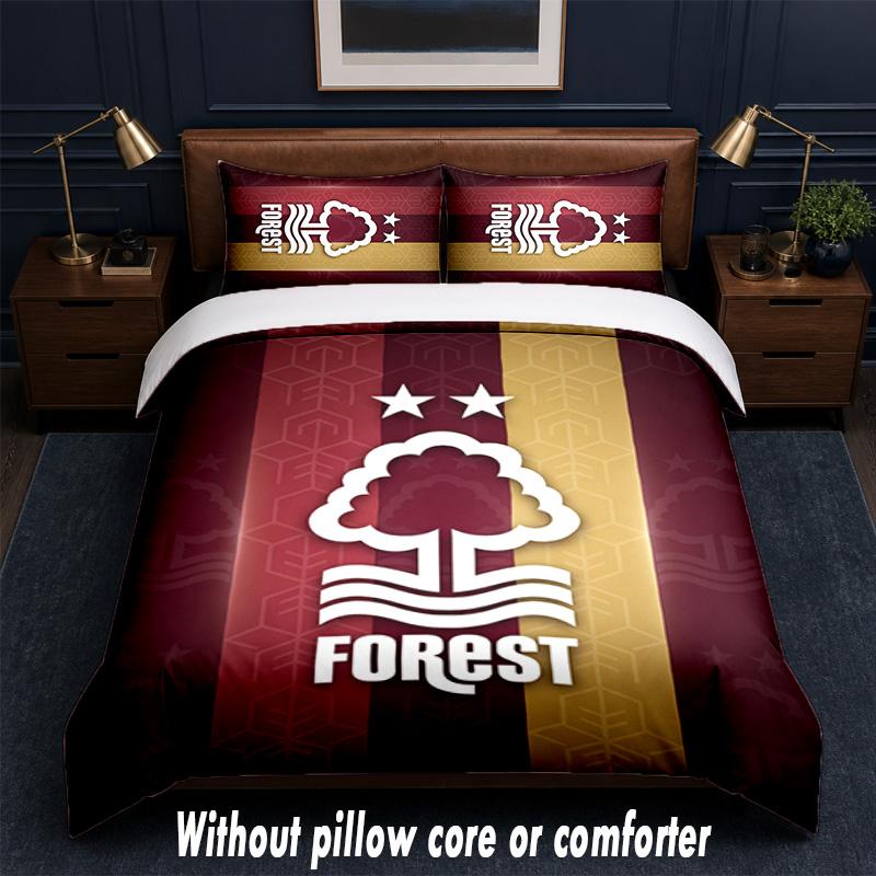 Nottingham Forest Design Bed Bedding Set 1 Duvet Cover + 2 Pillowcases Soft Breathable Household Bed Linens