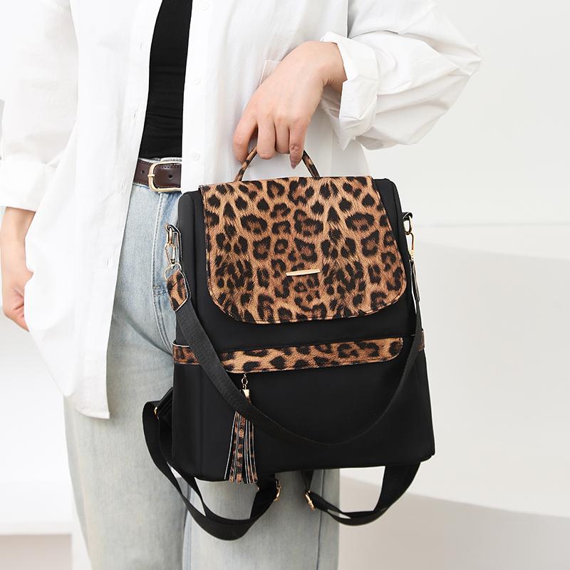 Рюкзак большой вместимости, женская сумка двойного назначения через плечо с леопардовым принтом, школьный рюкзак для школьников
