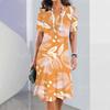 2025 New Ladies Floral Print Summer Elegant Dress Round Neck Short-sleeved Dress Fashion Oversized Clothes