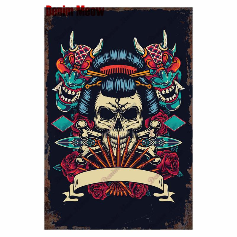 Студия винтажной татуировки, металлическая жестяная вывеска, красивая девушка, металлическая табличка, татуировка красивая девушка, ретро-декор стен, декор комнаты, WY36