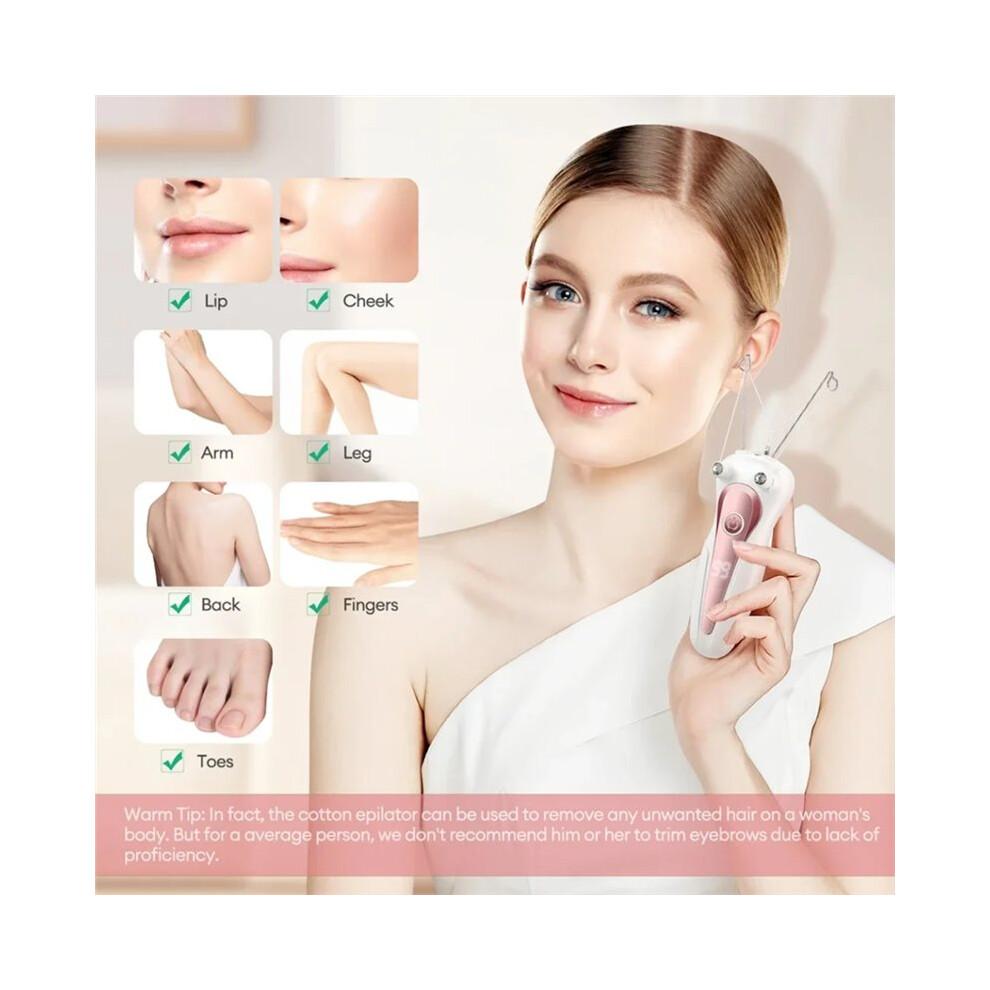 Épilateur Électrique à Fil de Coton pour Femmes, Rechargeable, pour le Visage, le Corps et les Jambes. Épilateur avec Écran LCD.