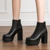 Мода 2025 Новые женские ботинки Сексуальные туфли на ультравысоком каблуке Женские ботинки с круглым носком Обувь на платформе Женская обувь Ботильоны На молнии Вечерняя обувь