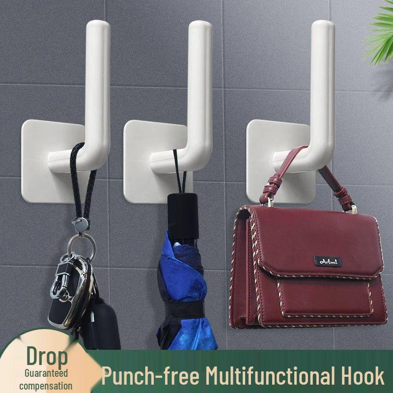 Traceless L-Shaped Adhesive Hook for Clothes & Kitchen - Strong, No-Punch, Multi-Functional