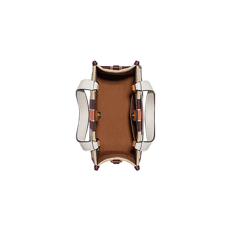Coach Сумка-тоут Dempsey 22 Classic Monogram Logo Label Застежка на кнопке Холст и Кожа Женская Tote Светло-хаки Бордовый C7083-IMTJ9