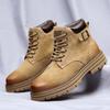 Мужские ботинки класса люкс 2024 Модные удобные осенне-зимние кожаные ботинки в британском стиле на толстой подошве на шнуровке с высоким берцем