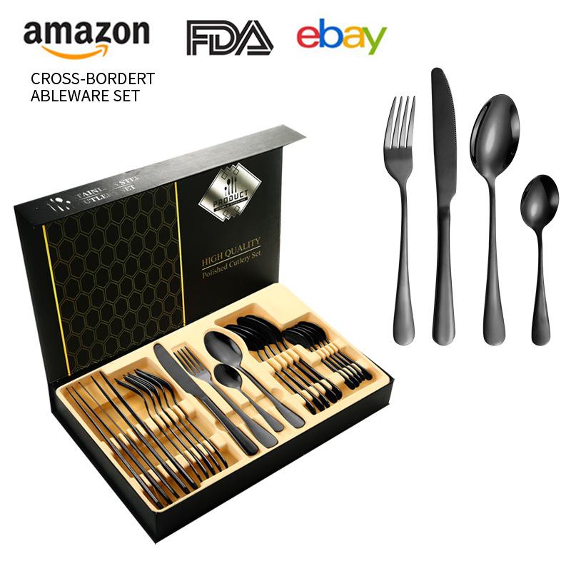1010 Stainless Steel Tableware 24-piece Gift Box Set Hotel Western Tableware Steak Knife Fork Spoon Western Tableware Gift Box