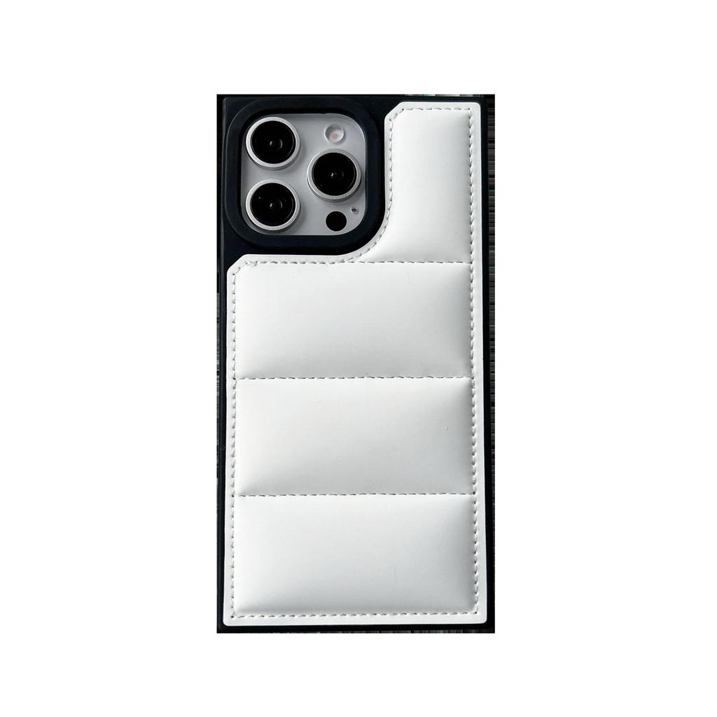 New Leather Square Down Jacket Suitable for iPhonel 16 Promax 15 Plus 14 Pro Max 13 12 11 Phone Case Soft Touch Protection