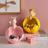 Romantically Cute Girl Sculpture Jewelry Snack Storage Tray Office Home Table Decoration Desktop Figurine Statues Ornaments