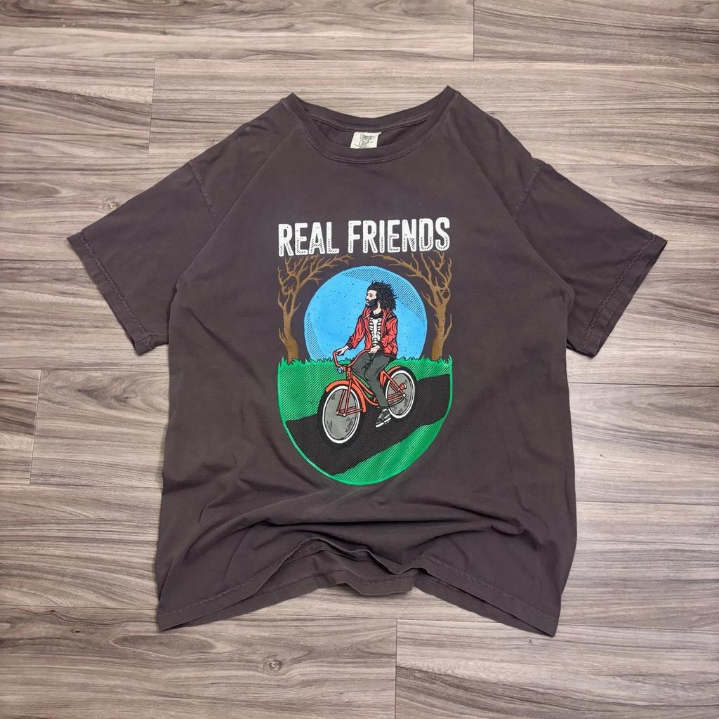 Y2K / Винтажный Мерч Real Friends Поп-панк Группа Футболка Comfort Colors Размер Большой